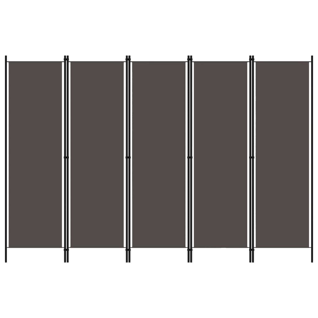 Raumteiler Paravent 5 teilig Anthrazit 250x180 cm für flexible Raumgestaltung