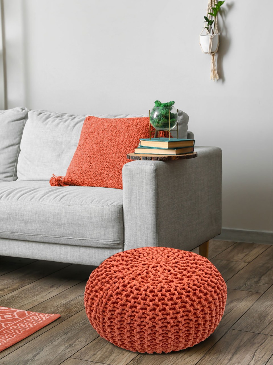 Strickhocker Pouf Ø 45 H 30 cm cm Sitzpouf Strick Bodenkissen Strickhocker Pouf Ø 45 H 30 cm cm Sitzpouf Strick Bodenkissen