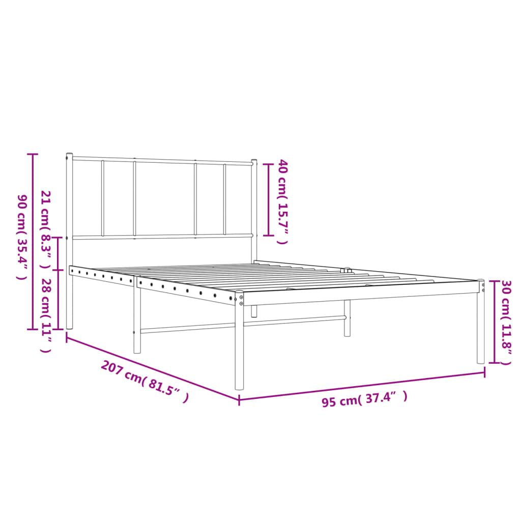 Metallbettgestell mit Kopfteil Einzelbett Bettgestell Schlafzimmermöbel Schwarz 90x200 cm Metallbettgestell mit Kopfteil Einzelbett Bettgestell Schlafzimmermöbel Schwarz 90x200 cm