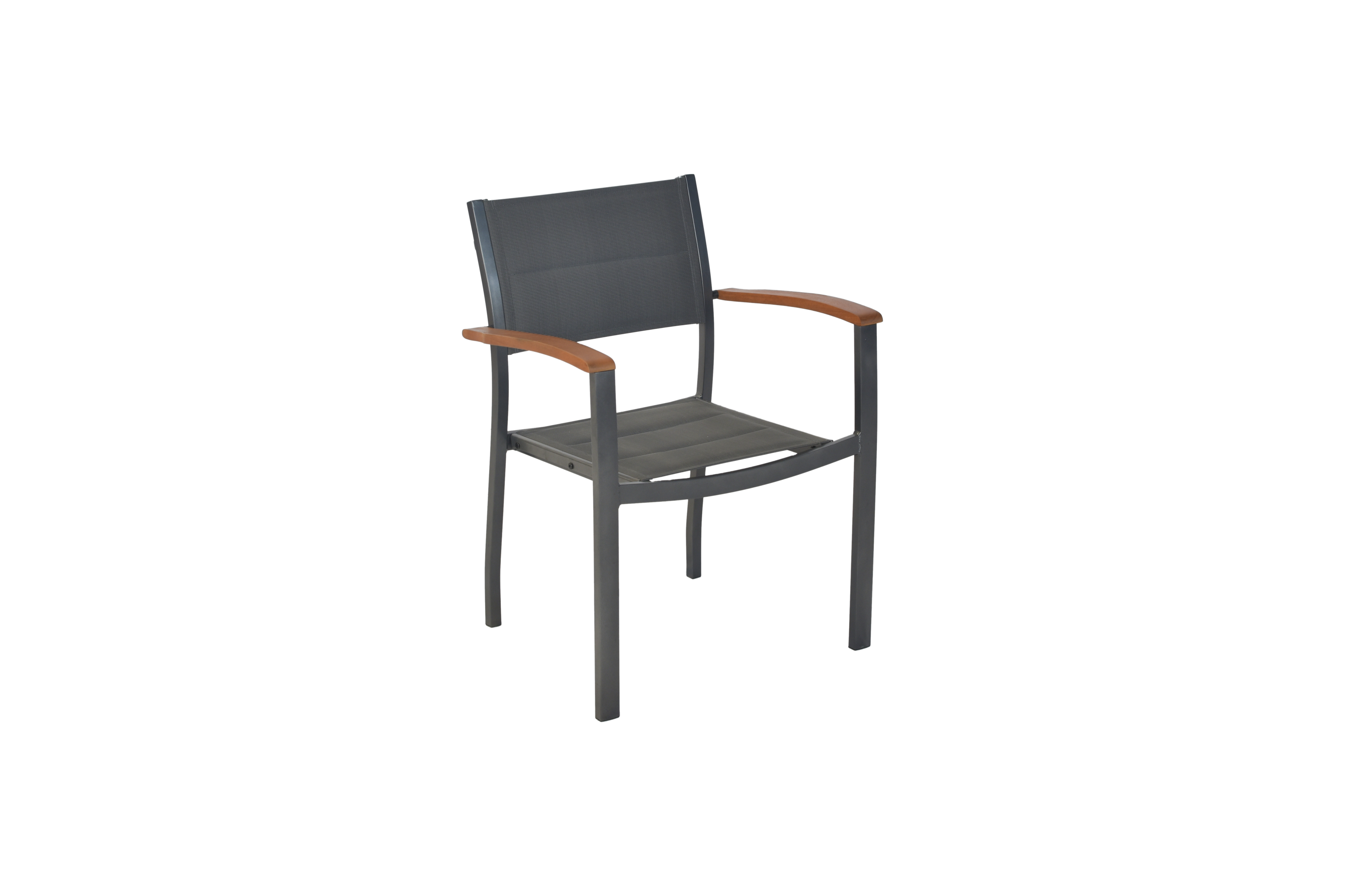 Merxx Paxos Gartenmöbel Set für 8 Personen 9 teilig aus Aluminium mit Textilbespannung und FSC Akazienholz mit Ausziehtisch 180 bis 240 cm und 8 gepolsterten Stapelsesseln in Graphit Grau