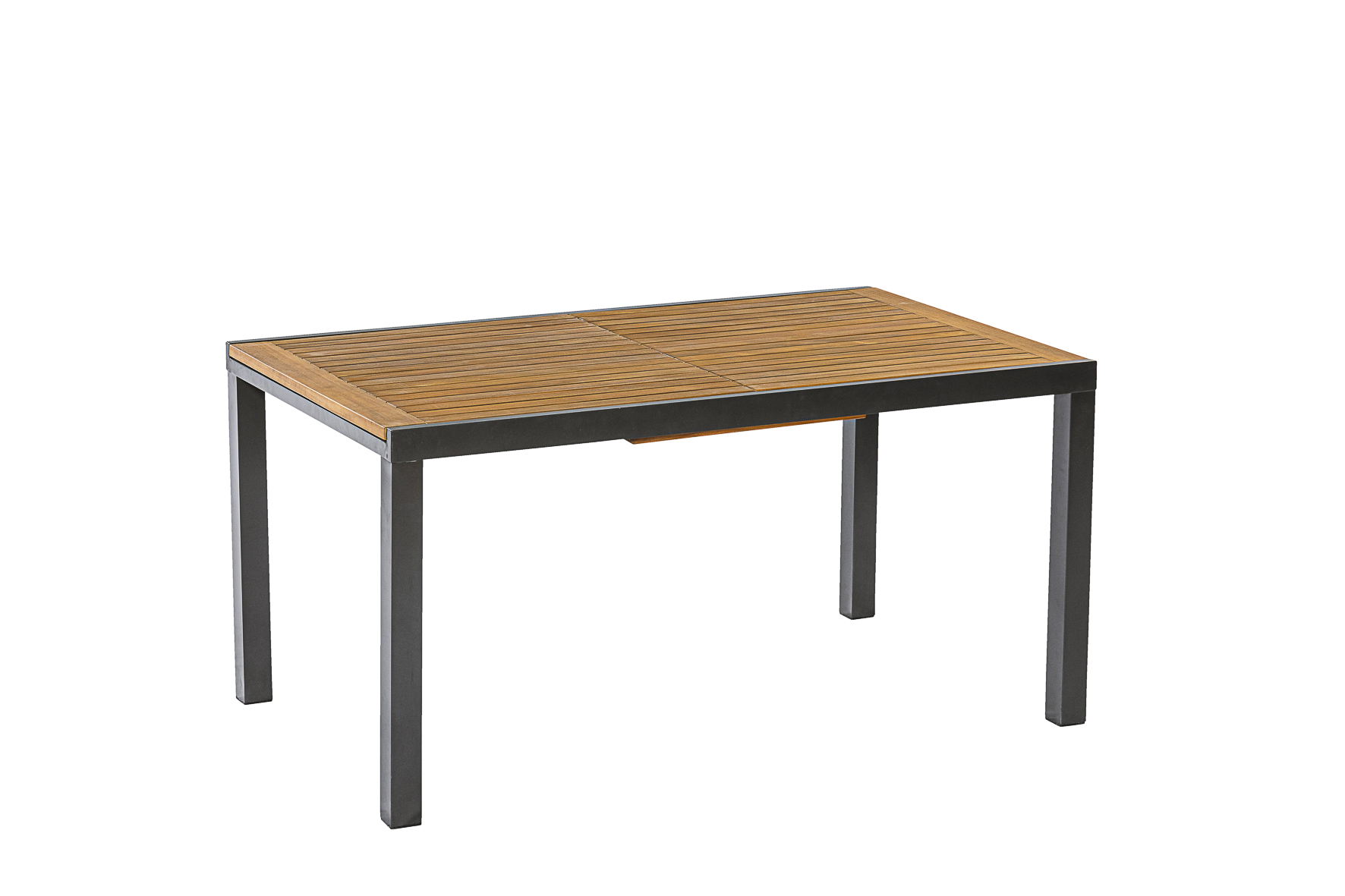 Merxx Tinos Gartenmöbel Set für 6 Personen 13 teilig aus Aluminium und FSC Akazienholz mit Ausziehtisch 150 bis 200 cm 6 verstellbare Klappsessel mit Akazienholz und graue Kissen mit Befestigungsbändchen