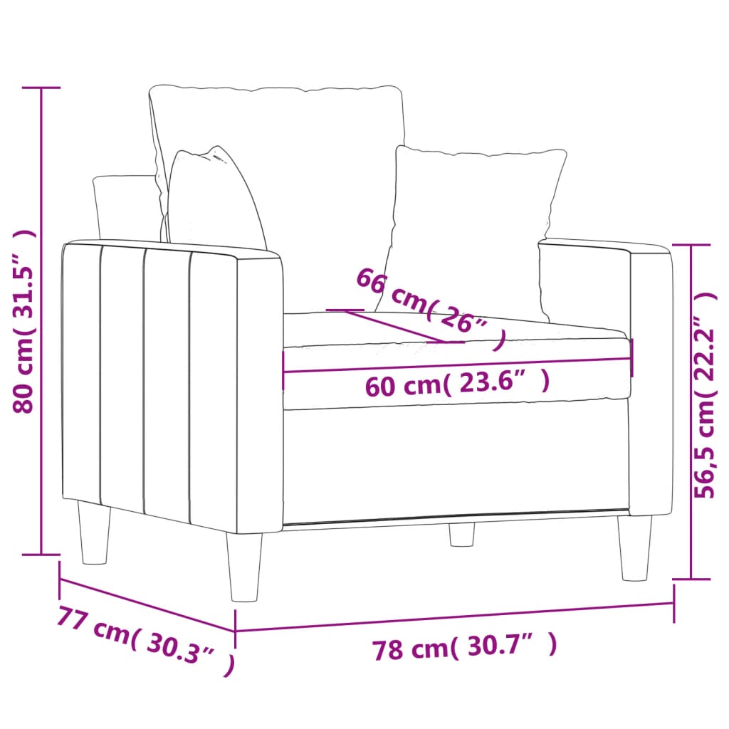 Sessel Samt Dunkelgrau 78x77x80 cm robust stabil weich 110 kg Kapazität