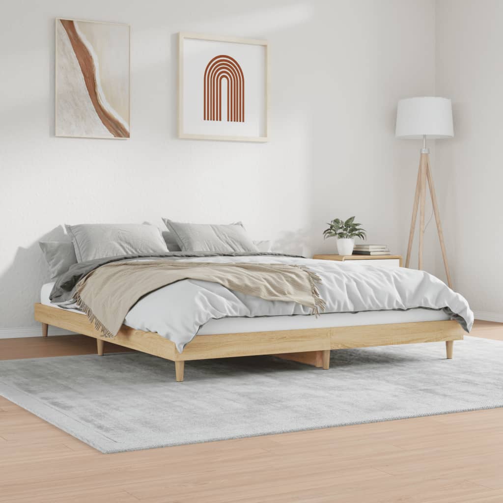 Bettgestell Sonoma-Eiche 150x200 cm Holzwerkstoff modern Doppelbett Schlafzimmer