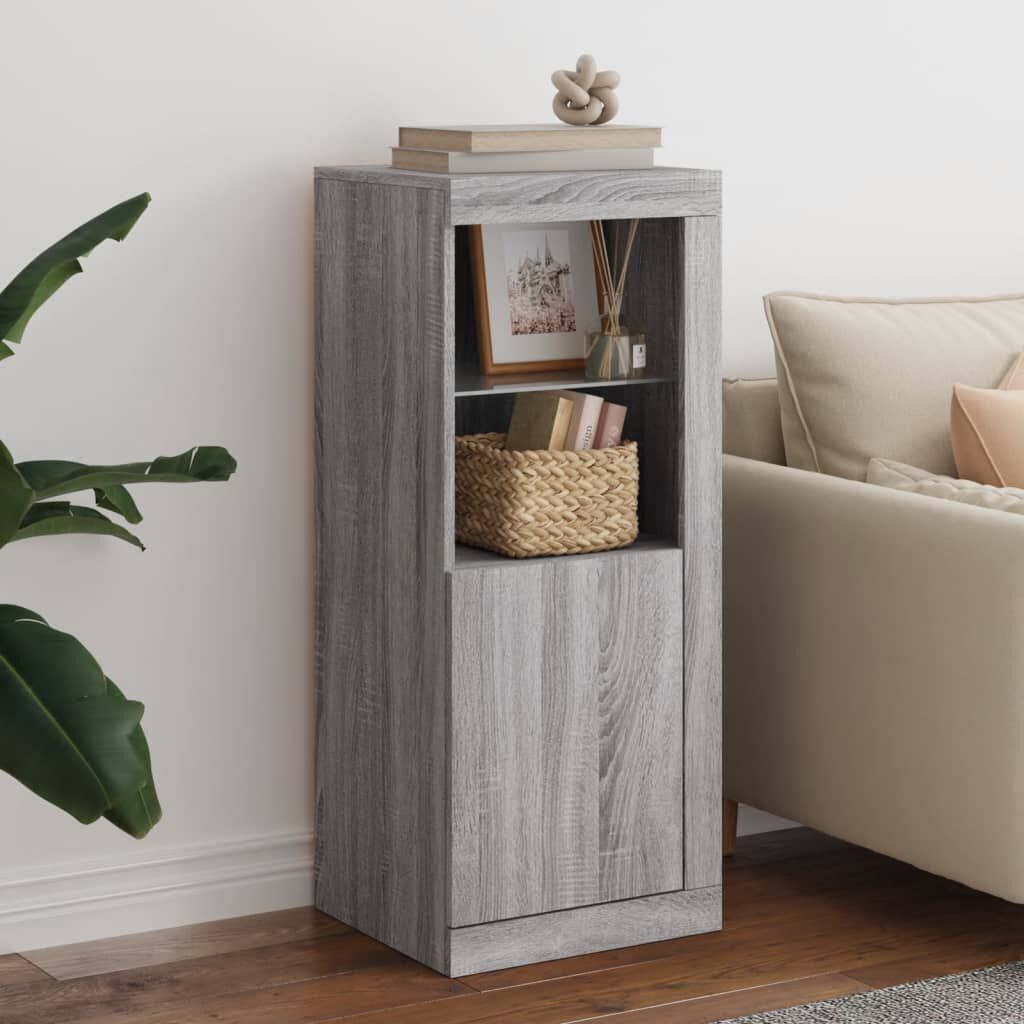 Schrank Sideboard mit LED Beleuchtung Grau Sonoma für Wohnzimmer & Flur Schrank Sideboard mit LED Beleuchtung Grau Sonoma für Wohnzimmer & Flur