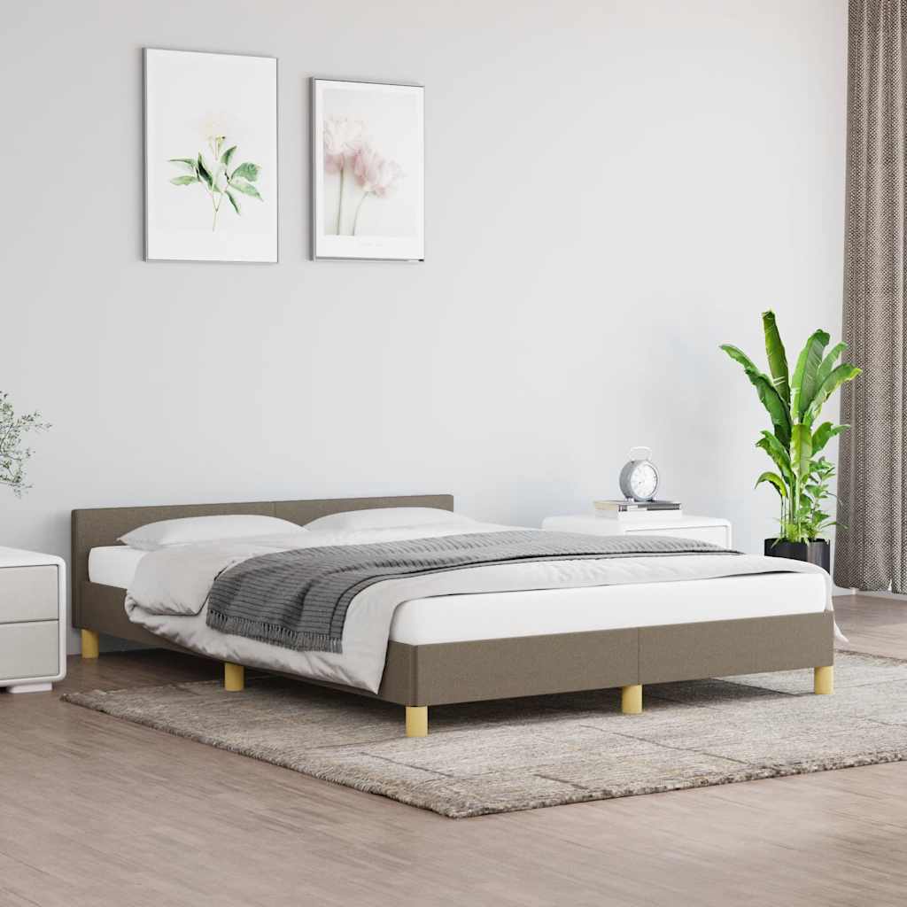Bettgestell 140x190 cm Taupe Zeitloses Design ohne Matratze Stabil Modern Bettgestell 140x190 cm Taupe Zeitloses Design ohne Matratze Stabil Modern