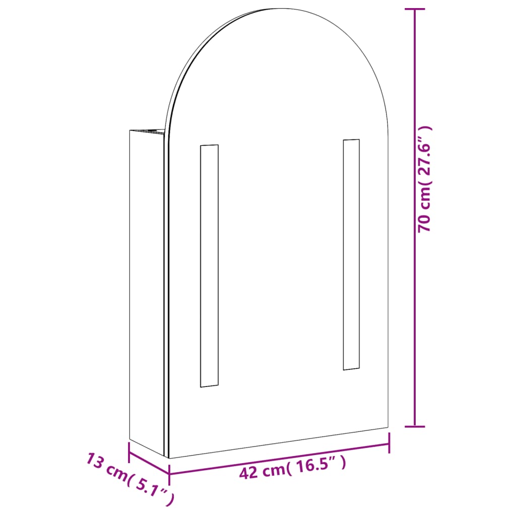 Spiegelschrank LED Gewölbt Weiß 42x13x70 cm Modern funktional Stilvoll Spiegelschrank LED Gewölbt Weiß 42x13x70 cm Modern funktional Stilvoll