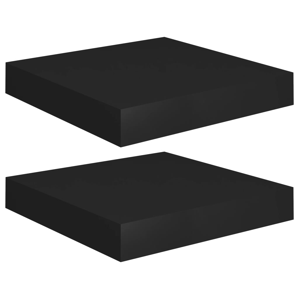 2er Set Schweberegal Schwarz 23x23,5x3,8 cm MDF Metall Wandregal