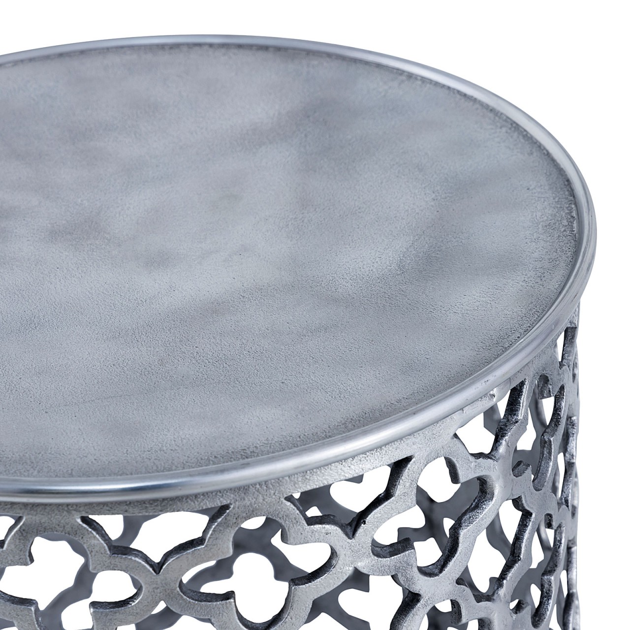 Dekotisch Metall Beistelltisch ø 40 x 45 cm rund Kairo silber o. gold Aluminium Orientalisch Dekotisch Metall Beistelltisch ø 40 x 45 cm rund Kairo silber o. gold Aluminium Orientalisch