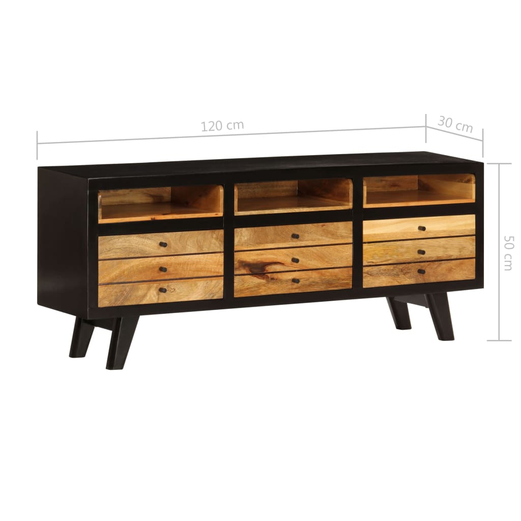 Massiver Mangoholz TV-Schrank 120x30x50 cm Retro Design mit Stauraum