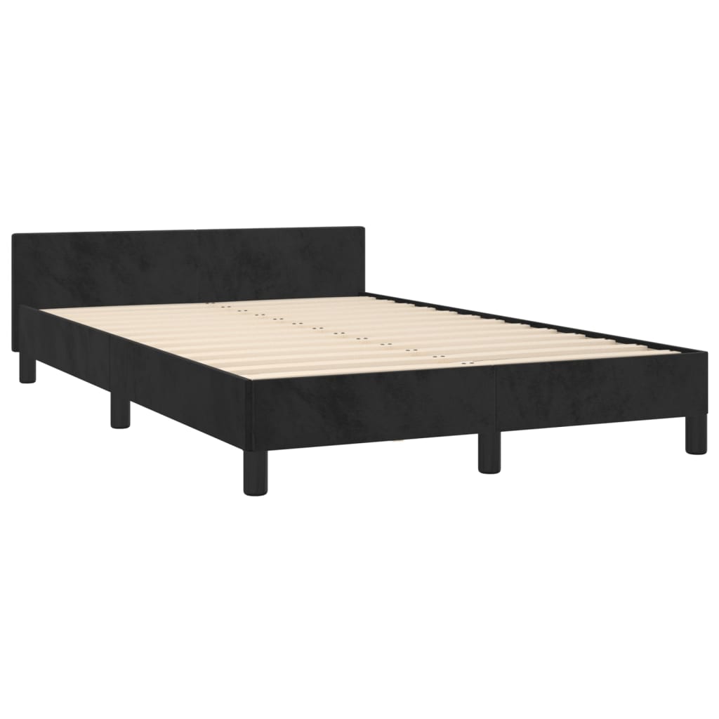 Bettgestell mit Kopfteil Schwarz 120x200 cm Samt Polsterbett modern Schlafzimmer