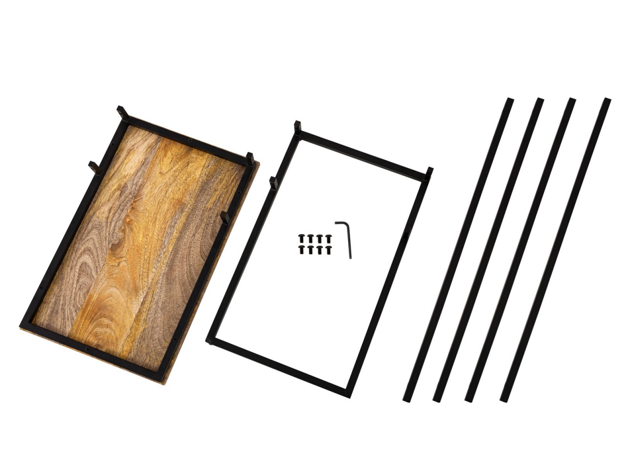 Beistelltisch Laptoptisch Holz 25x60x40cm nachhaltig Sofatisch C-Tisch Toronto Metall Gestell