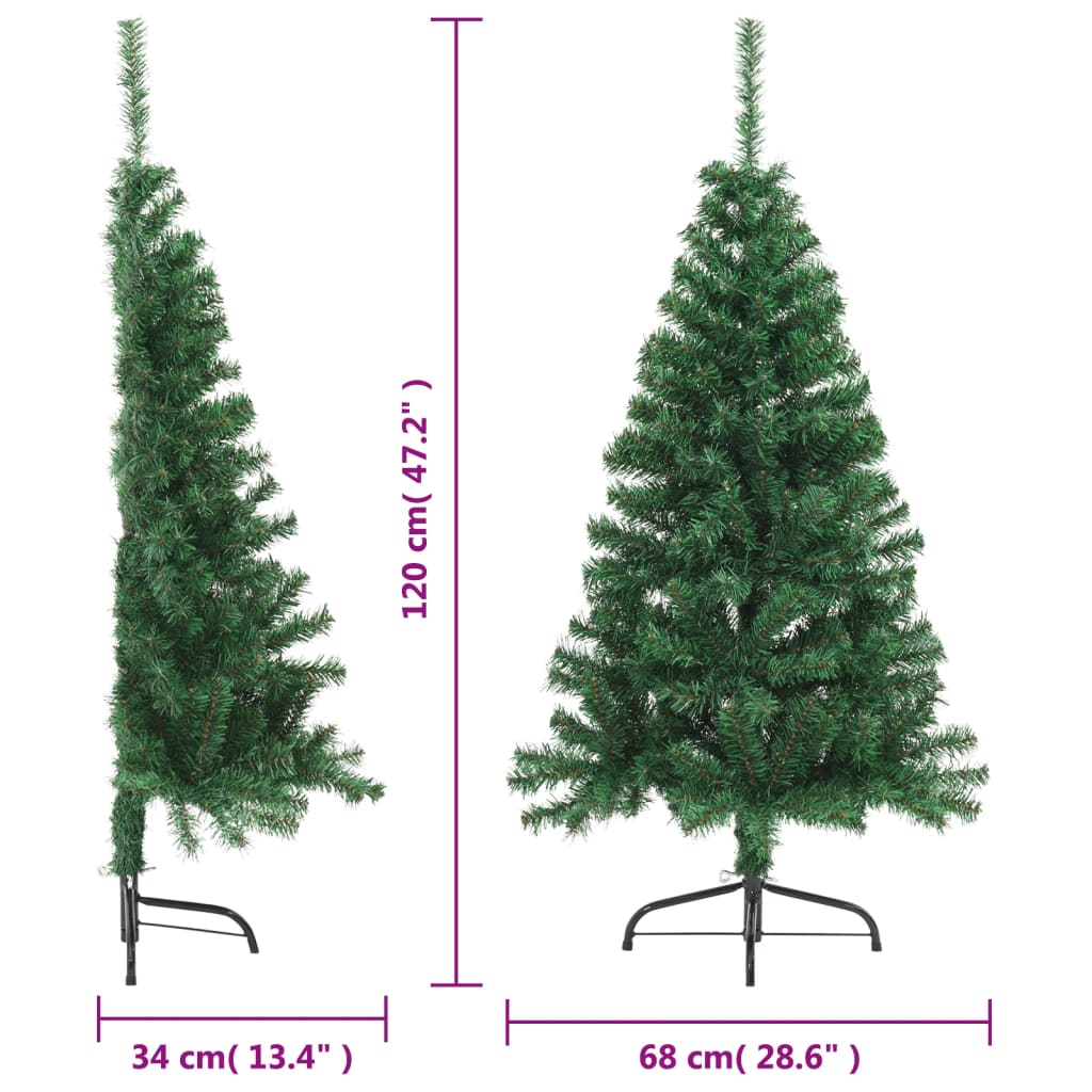 Christbaum Weihnachtsbaum Künstlich halber Baum mit Ständer Grün 120 cm