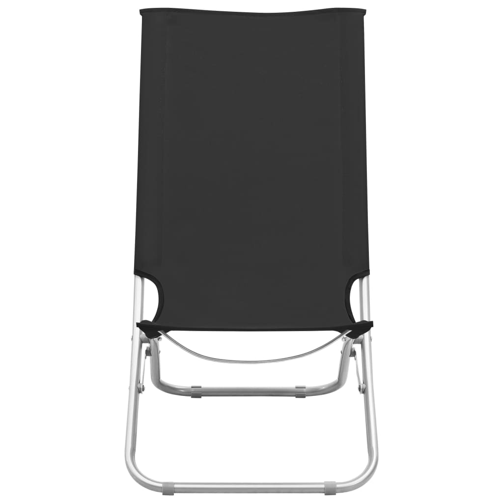 Klappbare Liegestühle schwarz wetterfest Oxford-Stoff Set 2 Garten Camping 48x82x84cm