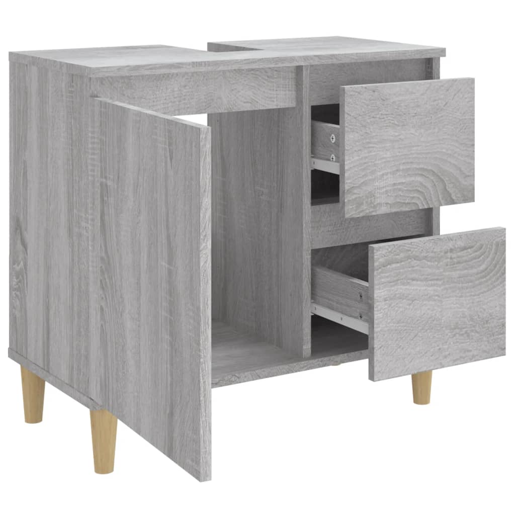 Badezimmerschrank Grau Sonoma 65 x 33 x 60 cm Holzwerkstoff