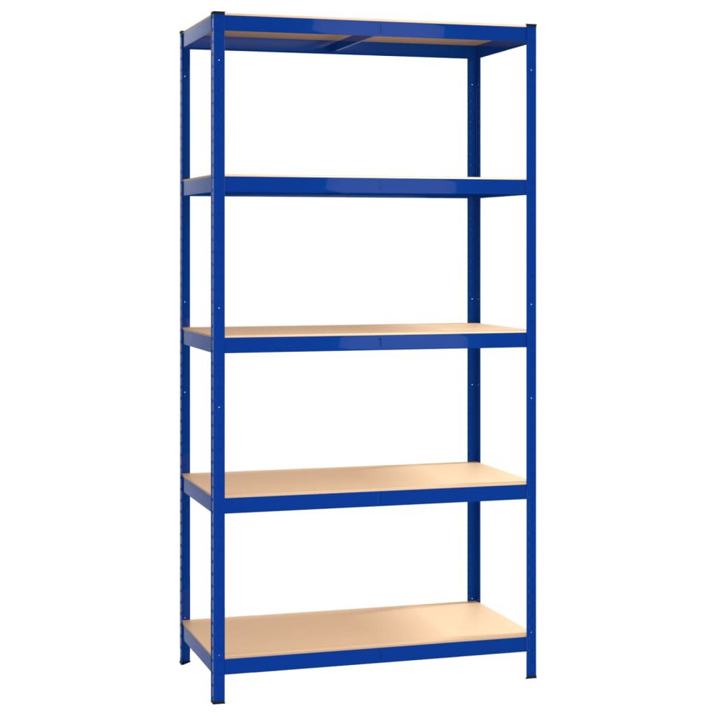 Regalset Regalsystem Blau 2 Stück mit 5 Böden aus Stahl und Holzwerkstoff stabil Regalset Regalsystem Blau 2 Stück mit 5 Böden aus Stahl und Holzwerkstoff stabil