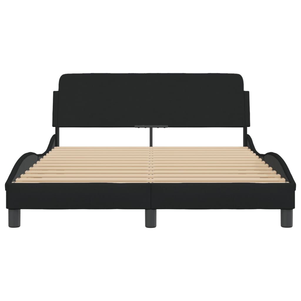 Bettgestell Schwarz 140x190 cm aus Stoff ohne Matratze stabil und modern Bettgestell Schwarz 140x190 cm aus Stoff ohne Matratze stabil und modern