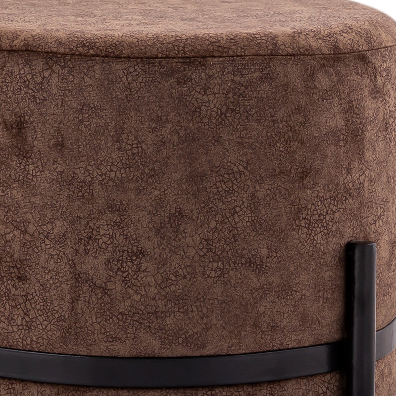 Sitzhocker 2. Wahl Ø 35 H 37 cm Wildleder-Optik Pouf Sitzpouf Sitzpouf mit Eisengestell schwarz matt