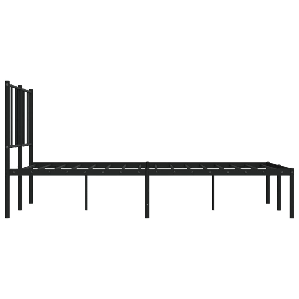 Bettgestell Bettrahmen Einzelbett Bett mit Kopfteil Stahl Schwarz 140x190cm