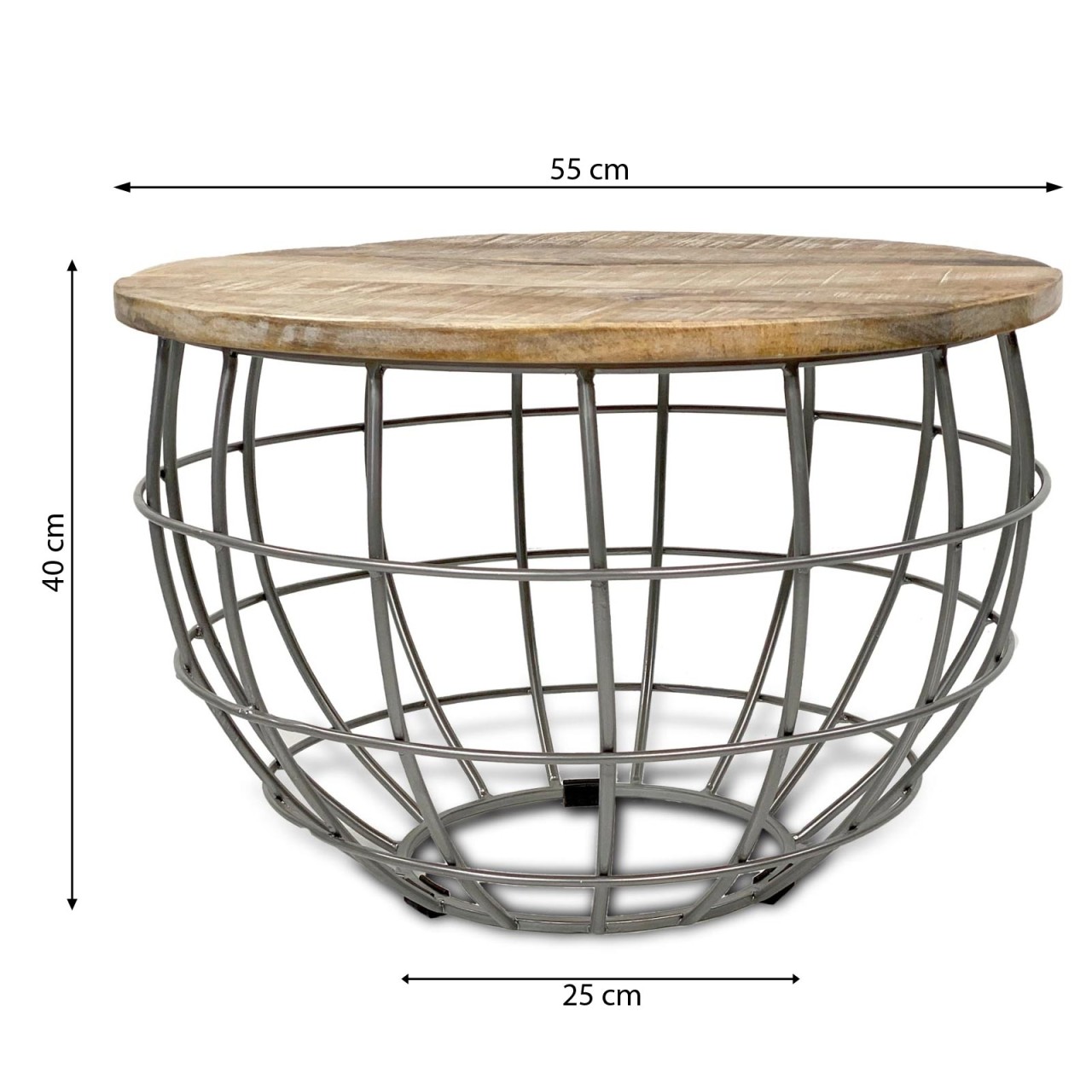 Beistelltisch nachhaltig Couchtisch Wohnzimmer-Tisch rund Lexington ø 55 cm Metall Gestell massiv
