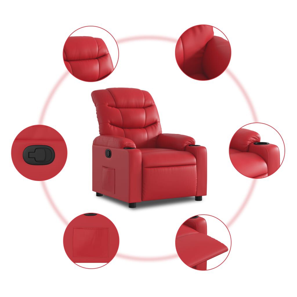 Relaxsessel aus Kunstleder in Rot stilvoll bequem ideal für Wohnzimmer Relaxsessel aus Kunstleder in Rot stilvoll bequem ideal für Wohnzimmer