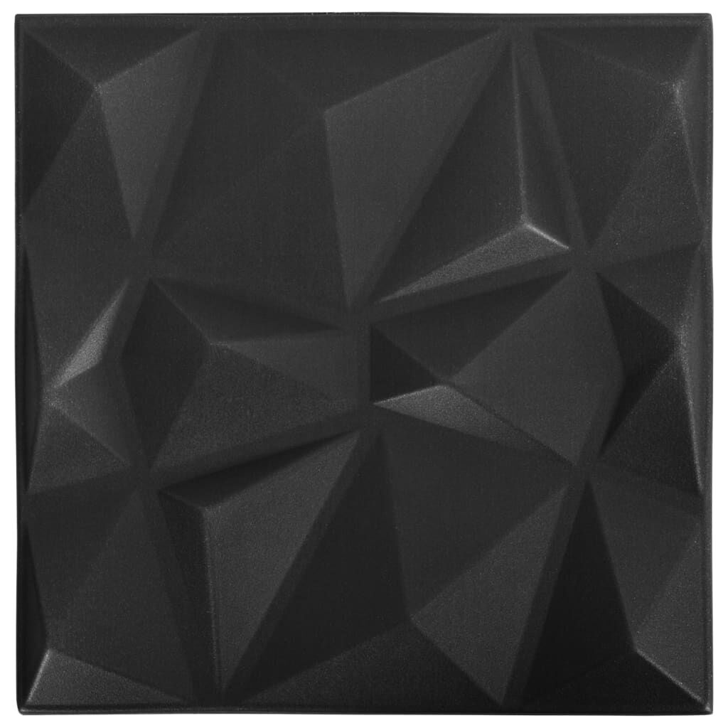 3D-Wandpaneele 48 Stk. 50x50 cm Diamant Schwarz 12 m²