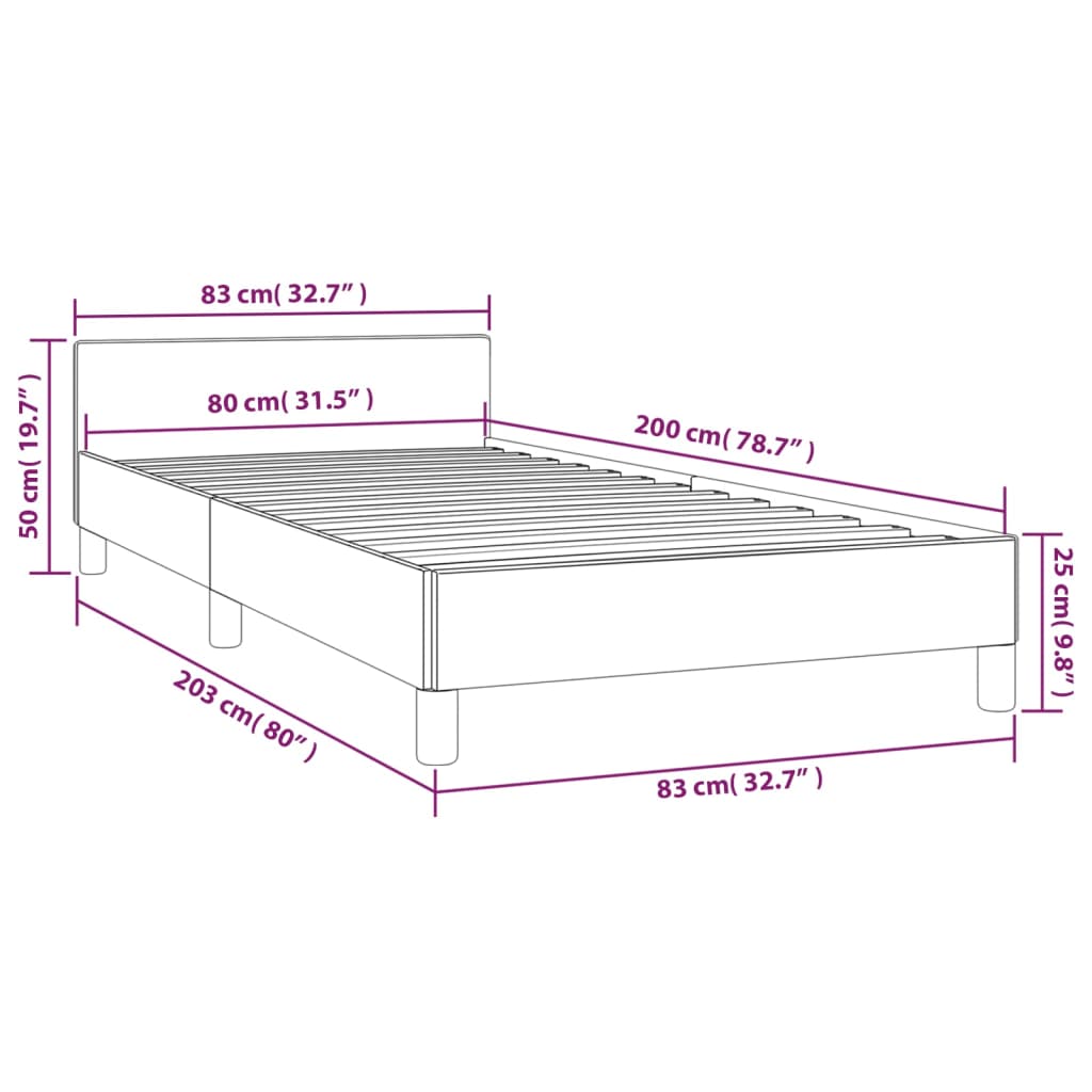 Bettgestell mit Kopfteil Creme 80 x 200 cm Stoff