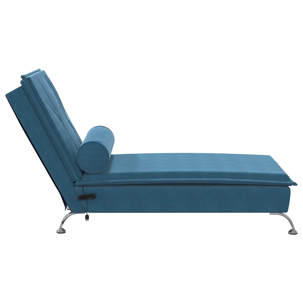 Massage Chaiselongue mit Nackenrolle Blau Samt Komfort und Entspannung Massage Chaiselongue mit Nackenrolle Blau Samt Komfort und Entspannung