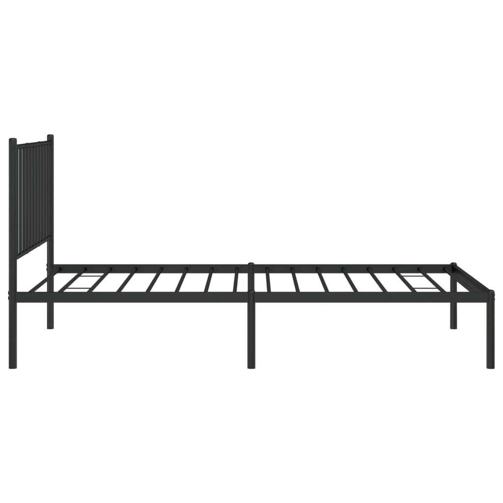 Bettgestell Bettrahmen Einzelbett Gästebett Metall mit Kopfteil Schwarz 90x190cm