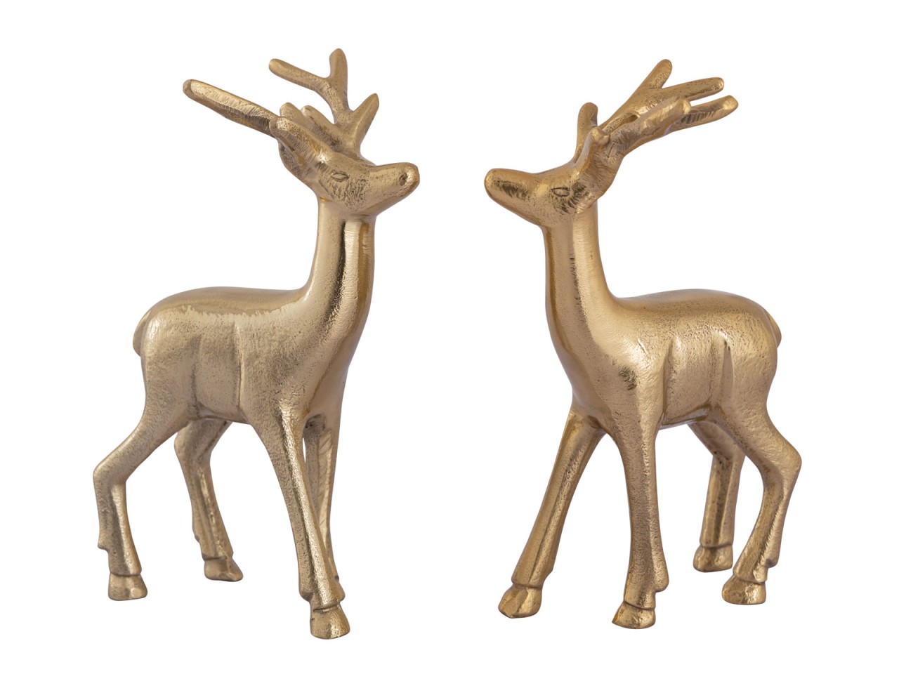 Deko Figur Hirsch 2er Set Tischdekoration Tierfigur Metall Weihnachtsdeko silber o. gold Aluminium
