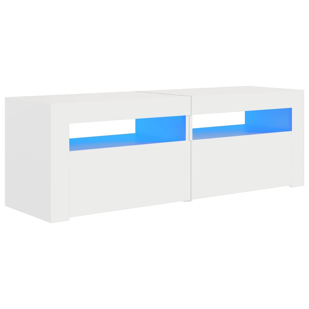 TV-Schrank LED-Leuchten Weiß 120x35x40 cm modern modern funktional Wohnzimmer