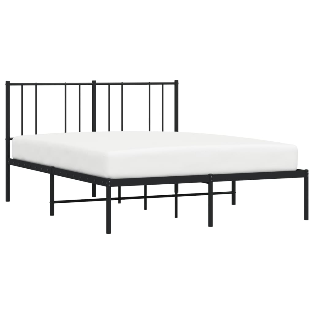 Bettgestell Bettrahmen Einzelbett Bett mit Kopfteil Stahl Schwarz 140x190cm