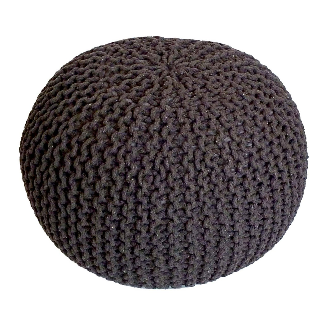 Sitzhocker Pouf SET 2 Stück Ø 55 cm H 37 cm Strickhocker Bodenkissen Grobstrick-Optik nachhaltig Sitzhocker Pouf SET 2 Stück Ø 55 cm H 37 cm Strickhocker Bodenkissen Grobstrick-Optik nachhaltig