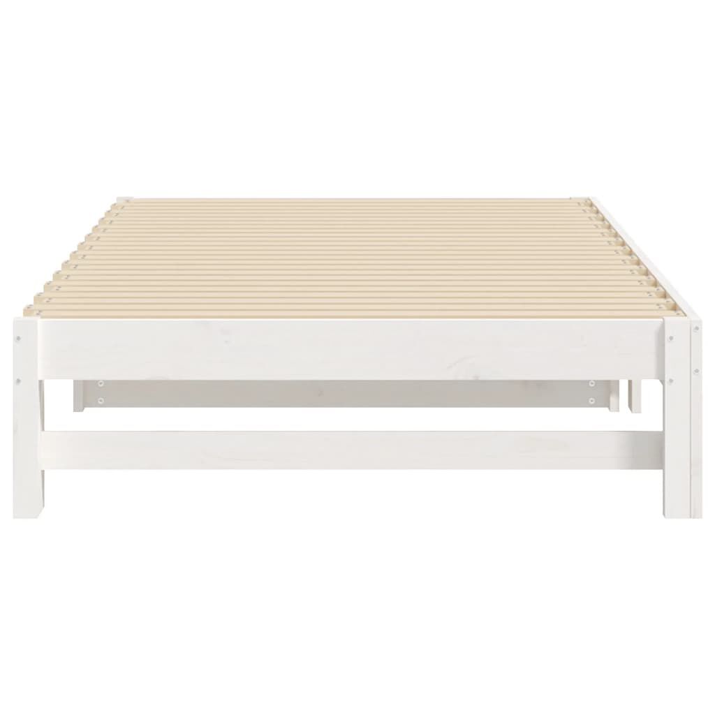 Ausziehbares Tagesbett Weiß Kiefer massiv 2x90x200 cm flexibel und robust Ausziehbares Tagesbett Weiß Kiefer massiv 2x90x200 cm flexibel und robust