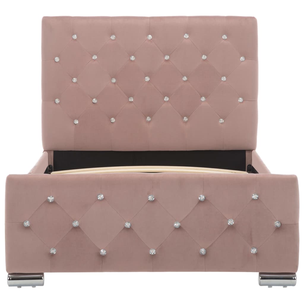 Bettgestell Rosa 90x200 cm Weicher Samt hochwertiger Look Modern stilvoll Bettgestell Rosa 90x200 cm Weicher Samt hochwertiger Look Modern stilvoll