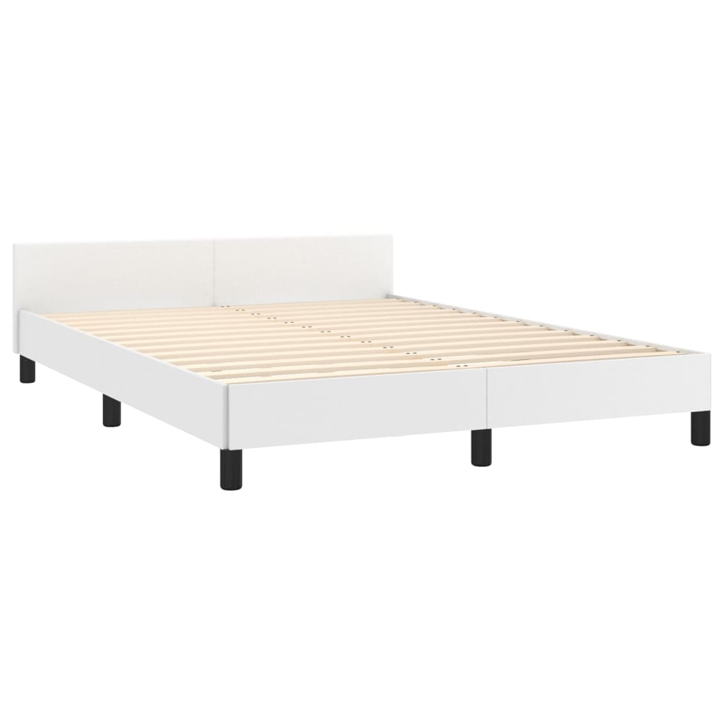 Bettgestell Bettrahmen Doppelbett mit Kopfteil Bett in Weiß 140x200cm Kunstleder