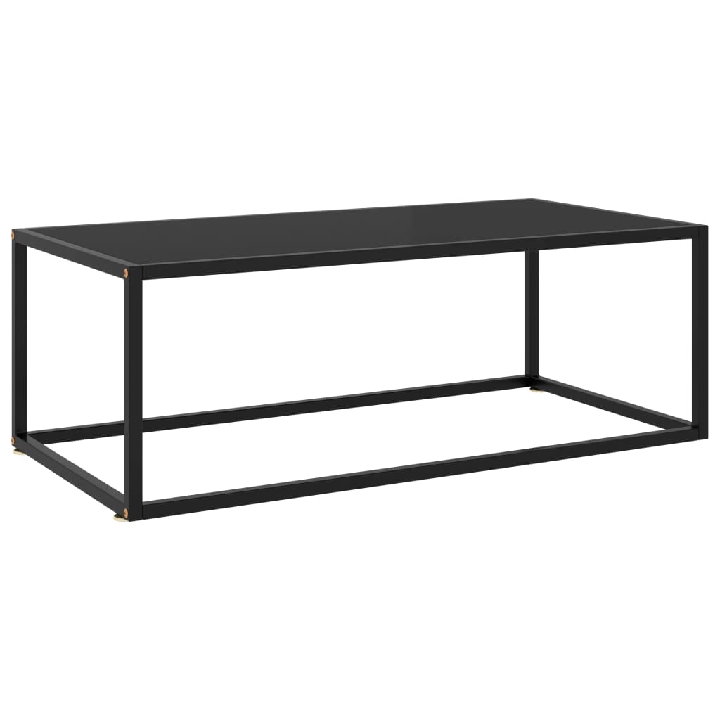 Couchtisch Schwarz mit Schwarzem Glas 100x50x35 cm Modern Elegant Zeitlos Stabil