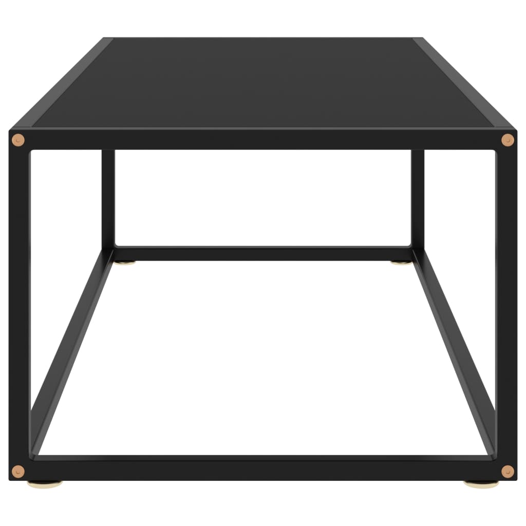 Couchtisch Schwarz mit Schwarzem Glas 100x50x35 cm Modern Elegant Zeitlos Stabil