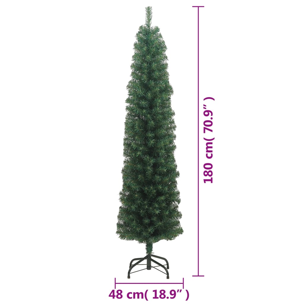 Weihnachtsbaum Tannenbaum Christbaum künstlich Schlank mit Ständer Grün 180cm