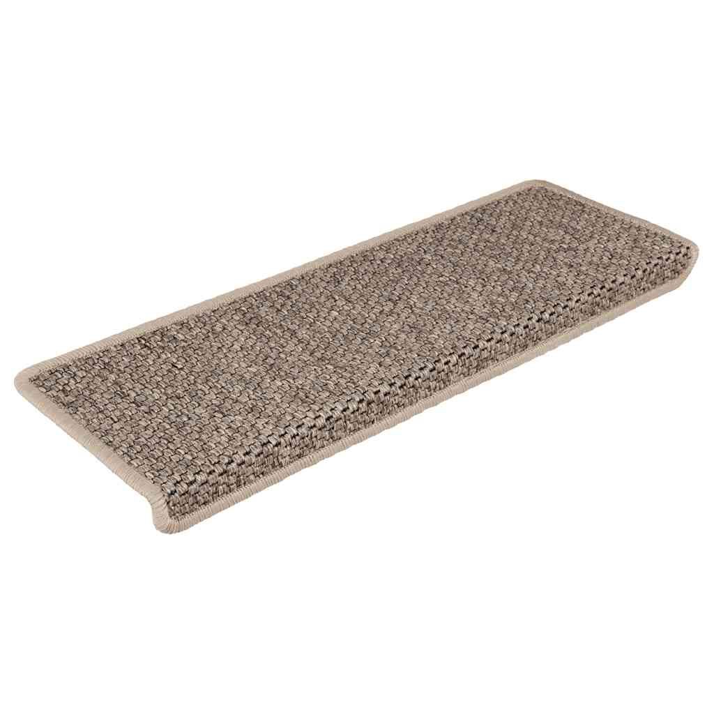 Treppenmatten Selbstklebend Sisal 15 Stk. 65x21x4cm Dunkelbeige