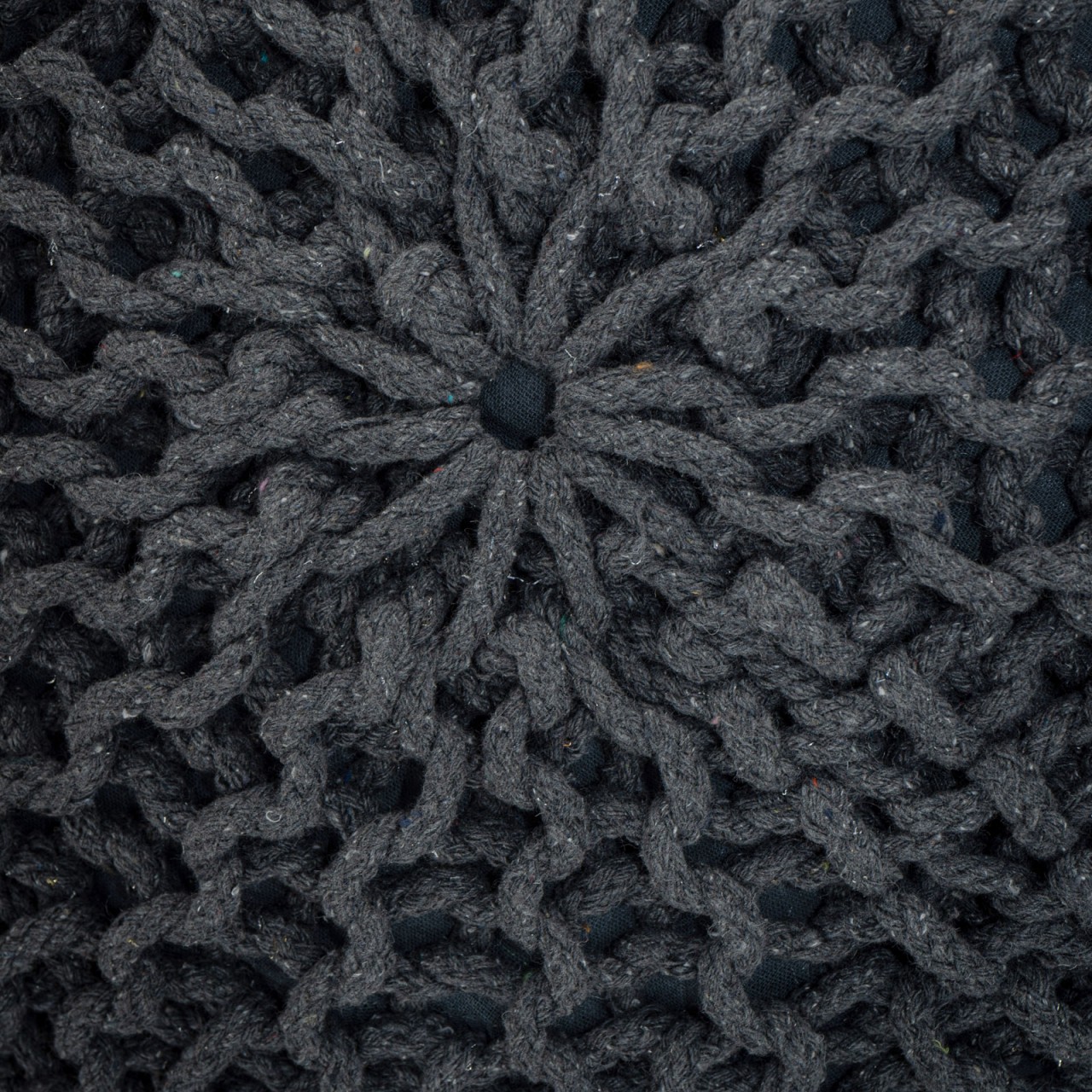 Sitzhocker Pouf SET 2 Stück Ø 55 cm H 37 cm Strickhocker Bodenkissen Grobstrick-Optik nachhaltig Sitzhocker Pouf SET 2 Stück Ø 55 cm H 37 cm Strickhocker Bodenkissen Grobstrick-Optik nachhaltig