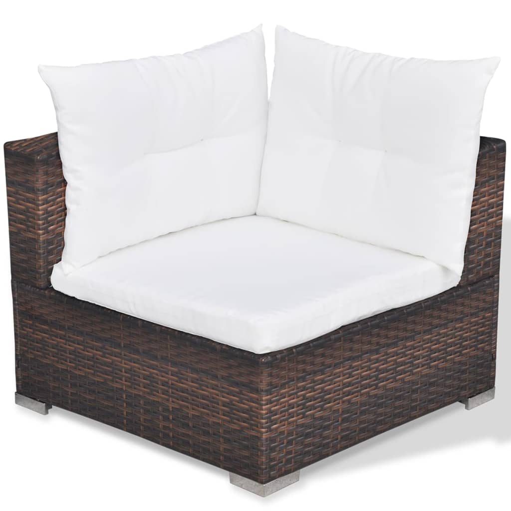 vidaXL 5-teiliges Garten-Lounge-Set mit Kissen Poly Rattan Braun