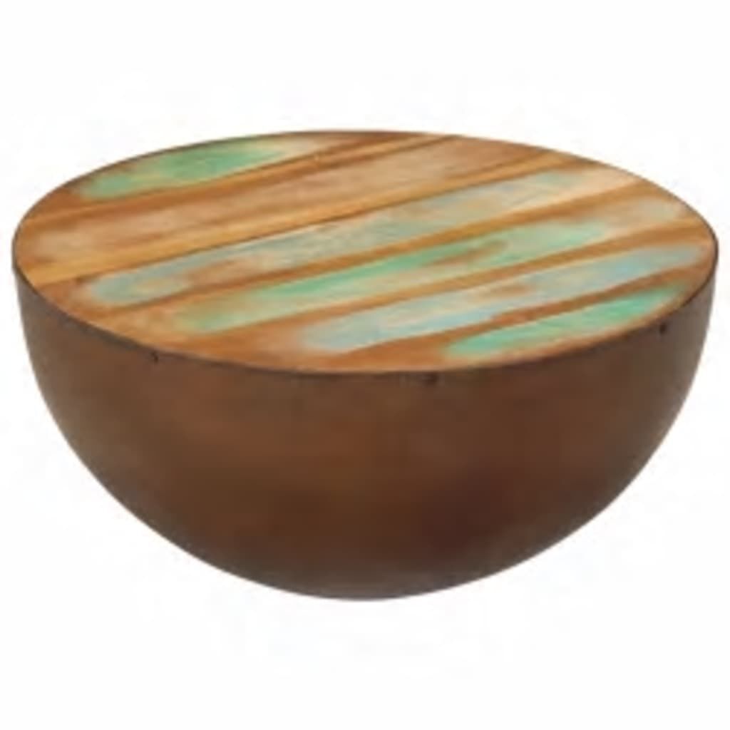 Wohnzimmertisch Couchtisch Schale aus massivem Altholz mit schwarzem Stahlboden Wohnzimmertisch Couchtisch Schale aus massivem Altholz mit schwarzem Stahlboden