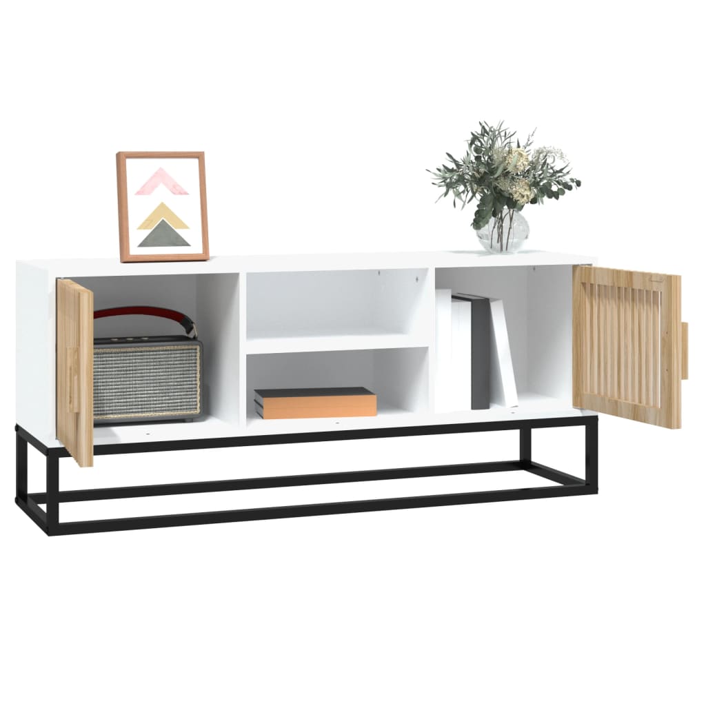 TVSchrank Weiß 105 x 30 x 45 cm Holzwerkstoff und Eisen