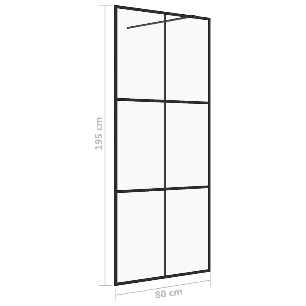 Duschwand Duschabtrennung Glaswand ESG-Glas 80 x 195 cm Schwarz