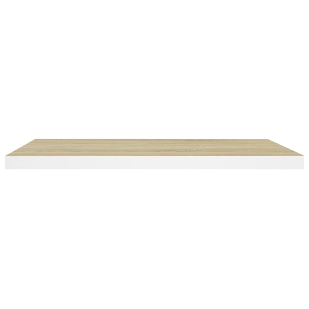 Schwebende Wandregale Eiche Weiß 80x23,5x3,8 cm MDF 2er-Set