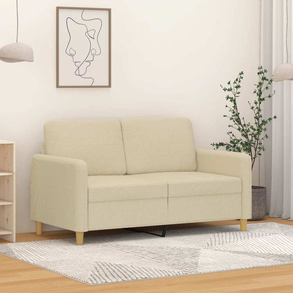 2-Sitzer-Sofa Creme 120 cm Stoff modern bequem Wohnzimmer Polster Couch