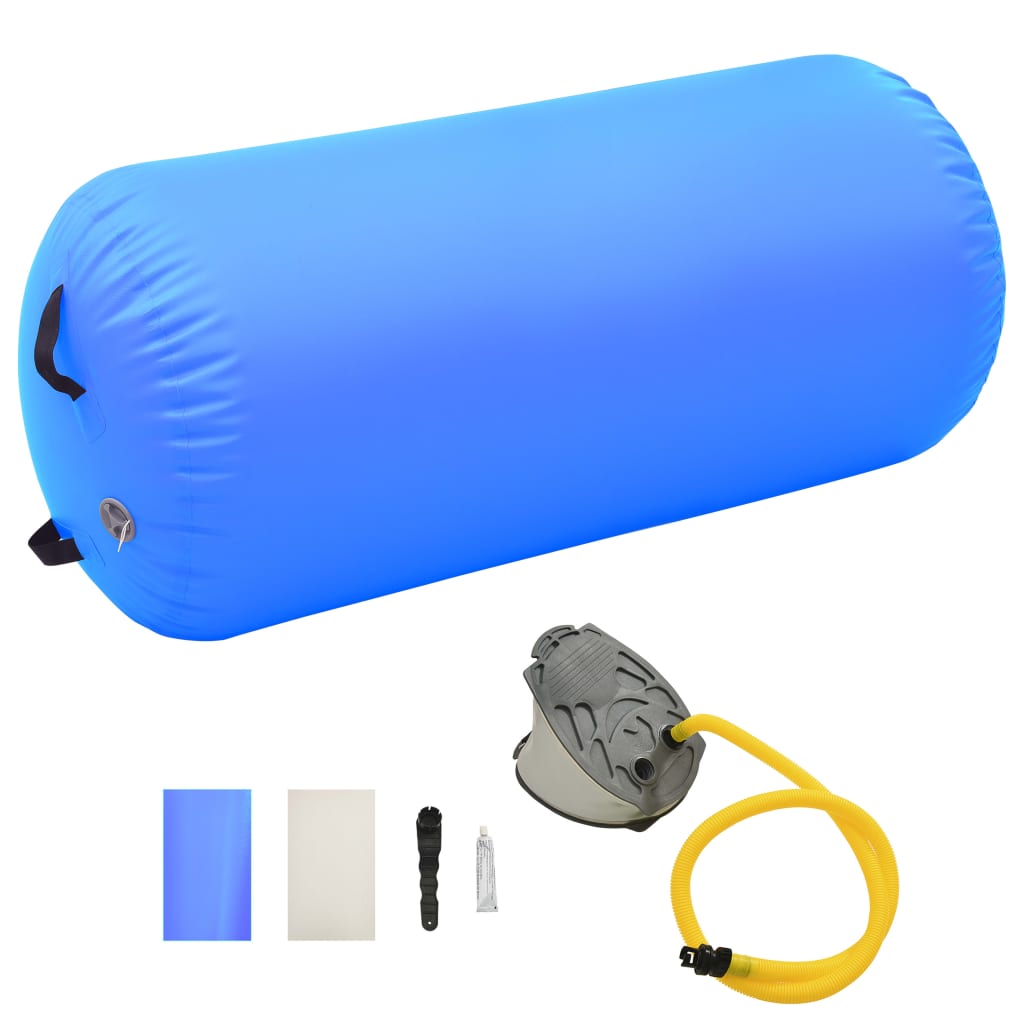 Aufblasbare Gymnastikrolle PVC Blau Pumpe 120 x 75 cm Fitness und Therapierolle