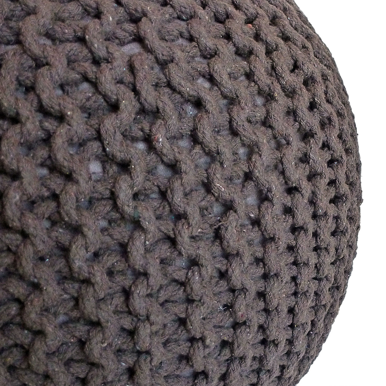 Sitzhocker Pouf SET 2 Stück Ø 55 cm H 37 cm Strickhocker Bodenkissen Grobstrick-Optik nachhaltig Sitzhocker Pouf SET 2 Stück Ø 55 cm H 37 cm Strickhocker Bodenkissen Grobstrick-Optik nachhaltig