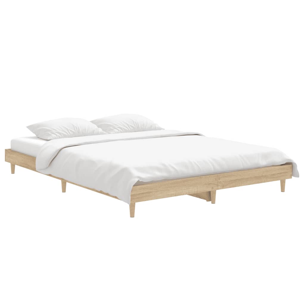 Bettgestell Bettrahmen Doppelbett Bett Sonoma Eiche Optik 140x190cm Holz Natur