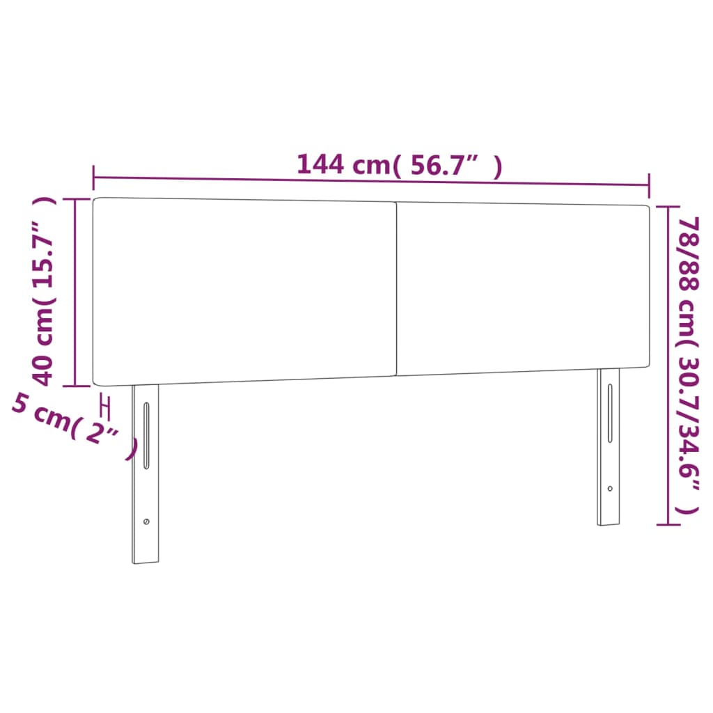 Kopfteile 2 Stk. Hellgrau 72x5x78/88 cm Samt Luxuriöses Design